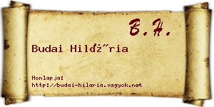 Budai Hilária névjegykártya